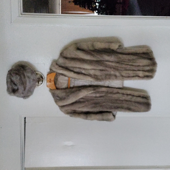 Mink coat cerulean emba natural mink double fur collar - Picture 1 of 6